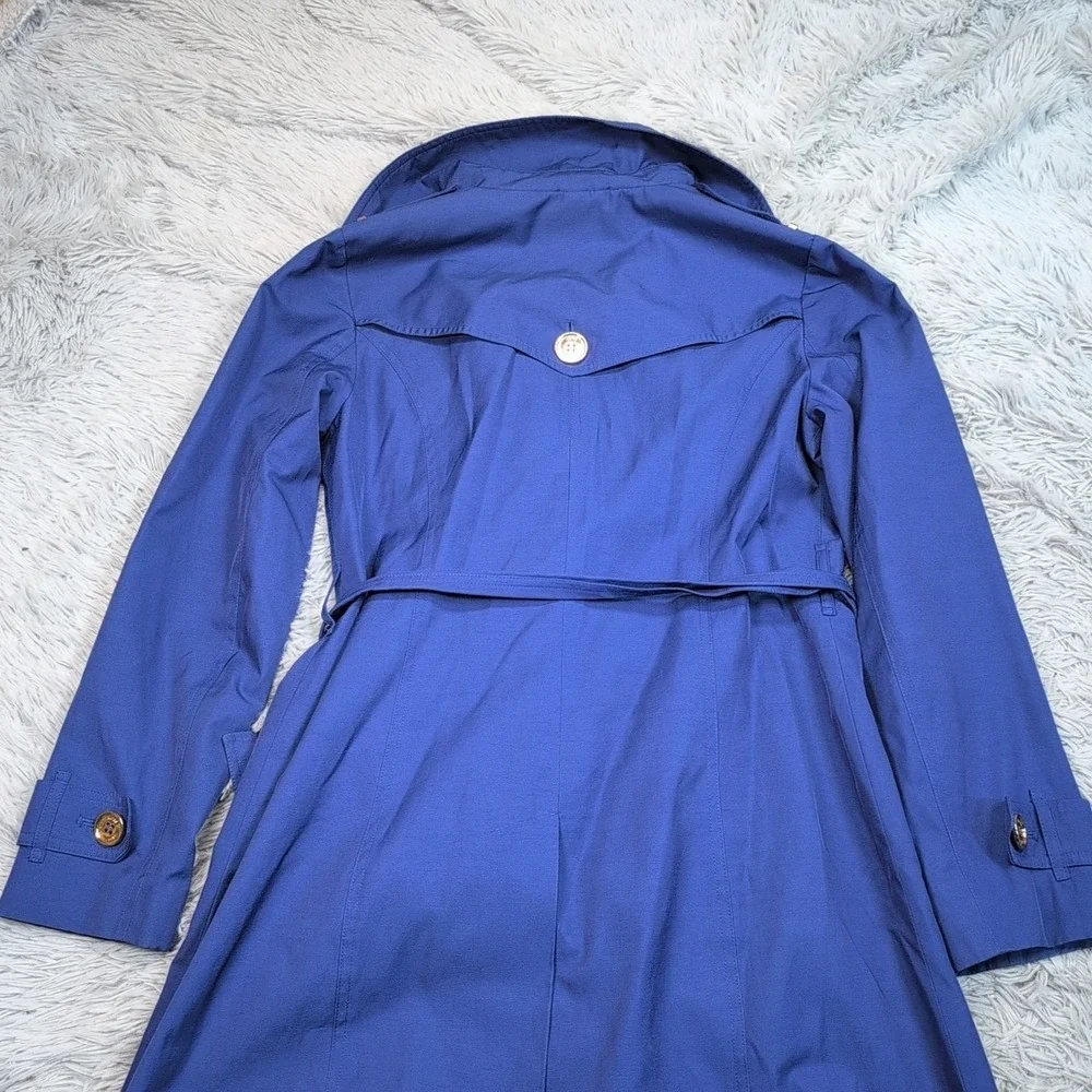 Michael Kors Jacket Womens M Blue Trench Coat‎ Button Up Pockets Career Preppy